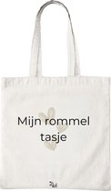 Katoenen Tas met Print - Mijn Rommel Tasje Design - Tote Bag - Wit