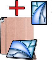 Hoes Geschikt voor iPad Air 2024 (11 inch) Hoes Book Case Hoesje Trifold Cover Met Screenprotector - Hoesje Geschikt voor iPad Air 6 (11 inch) Hoesje Bookcase - Rosé goud