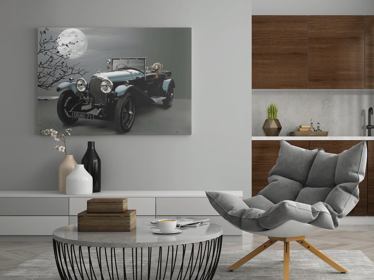 Trendex Global Canvas Schilderij - Bentley - Oldtimer - Wanddecoratie - 90x60 cm Groen