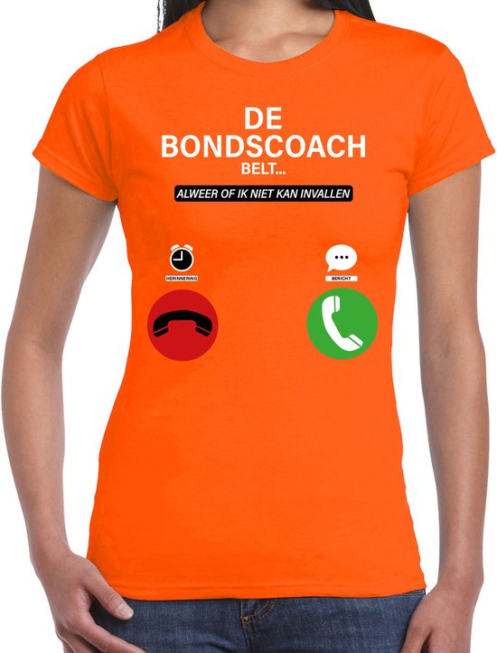 Bellatio Decorations Verkleed shirt voor dames - bondscoach belt - oranje - EK/WK voetbal supporter XS