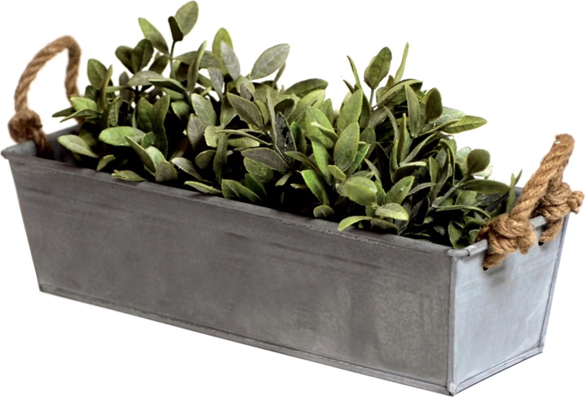 Goedkoopste Mega Collections plantenbak/bloembak Farmer - balkon/terras - zink - zilver - L44 x D15 X H13 cm