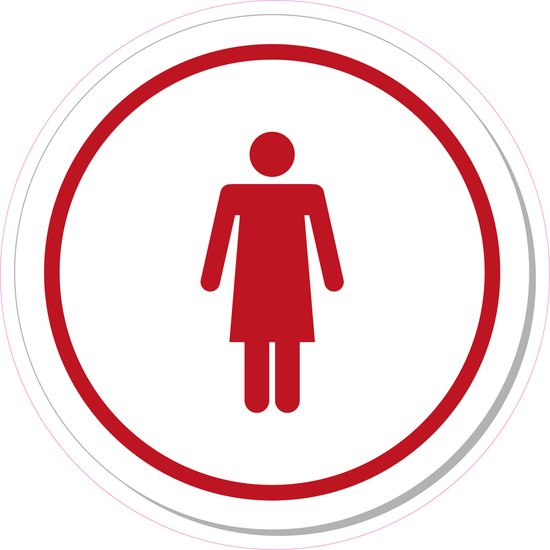 Pictogram Halter Rood 10 cm ø Dames Toilet ronde sticker | Pictogram | Vinyl | Rood | bol