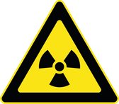 10 Stickers van 10 cm | 10x 10cm Pictogram stickers - Waarschuwing radioactieve straling