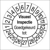 50 Keuringsstickers Visueel inspectie Goedgekeurd tot: Rond 35 mm Strips van 5 stuks