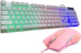 roze toetsenbord en muis/gaming set/bedraad/RGB verlichting/3200 dpi/anti-ghosting/2in1/geschikt voor pc/mac/ps4-5/xbox one-xbox x/QWERTY