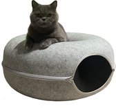 Luxara Donut Kattentunnel - Kattenmand in Lichtgrijs - Maat M - Speeltunnel Kattenhuis