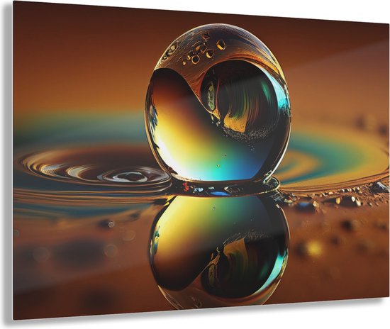 Indoorart - Glasschilderij reflecterend water 120x80 CM - Afbeelding op plexiglas - Inclusief montagemateriaal