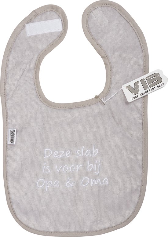 VIB® - Slabbetje Luxe velours - Deze slab is voor bij Opa en Oma (Grijs) - Babykleertjes - Slabbetjes - zwangerschap aankondiging - baby aankondiging van VIB® — afbeelding 3