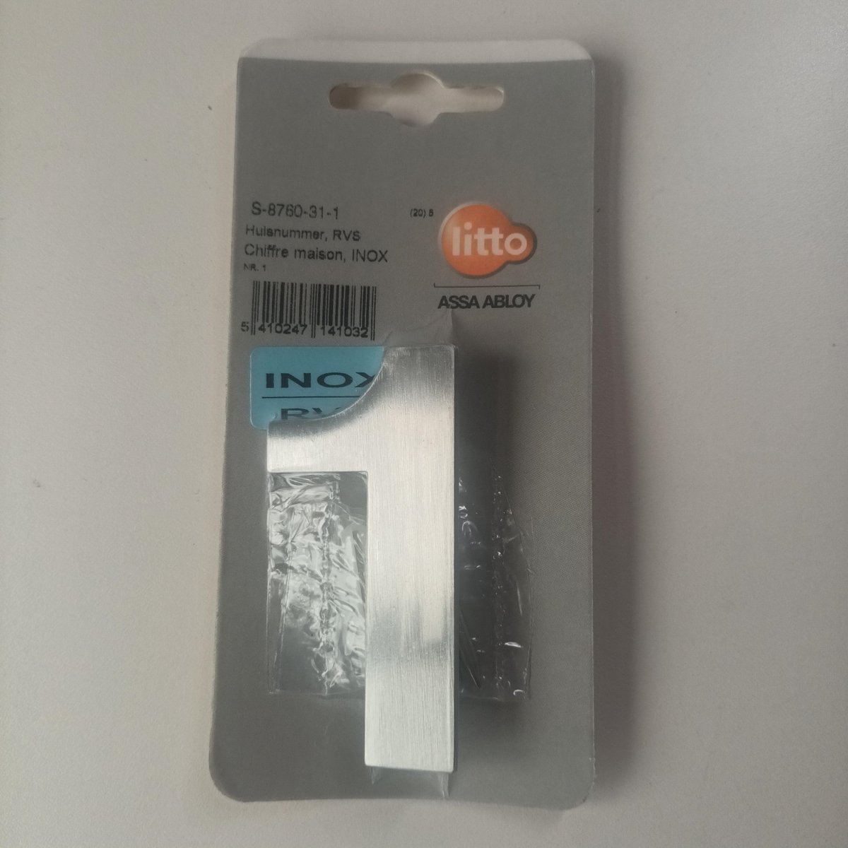 Huisnummer Nummer Inox RVS Nummer Cijfer 1 Litto Assa Abloy 74mm Onzichtbare Bevestiging