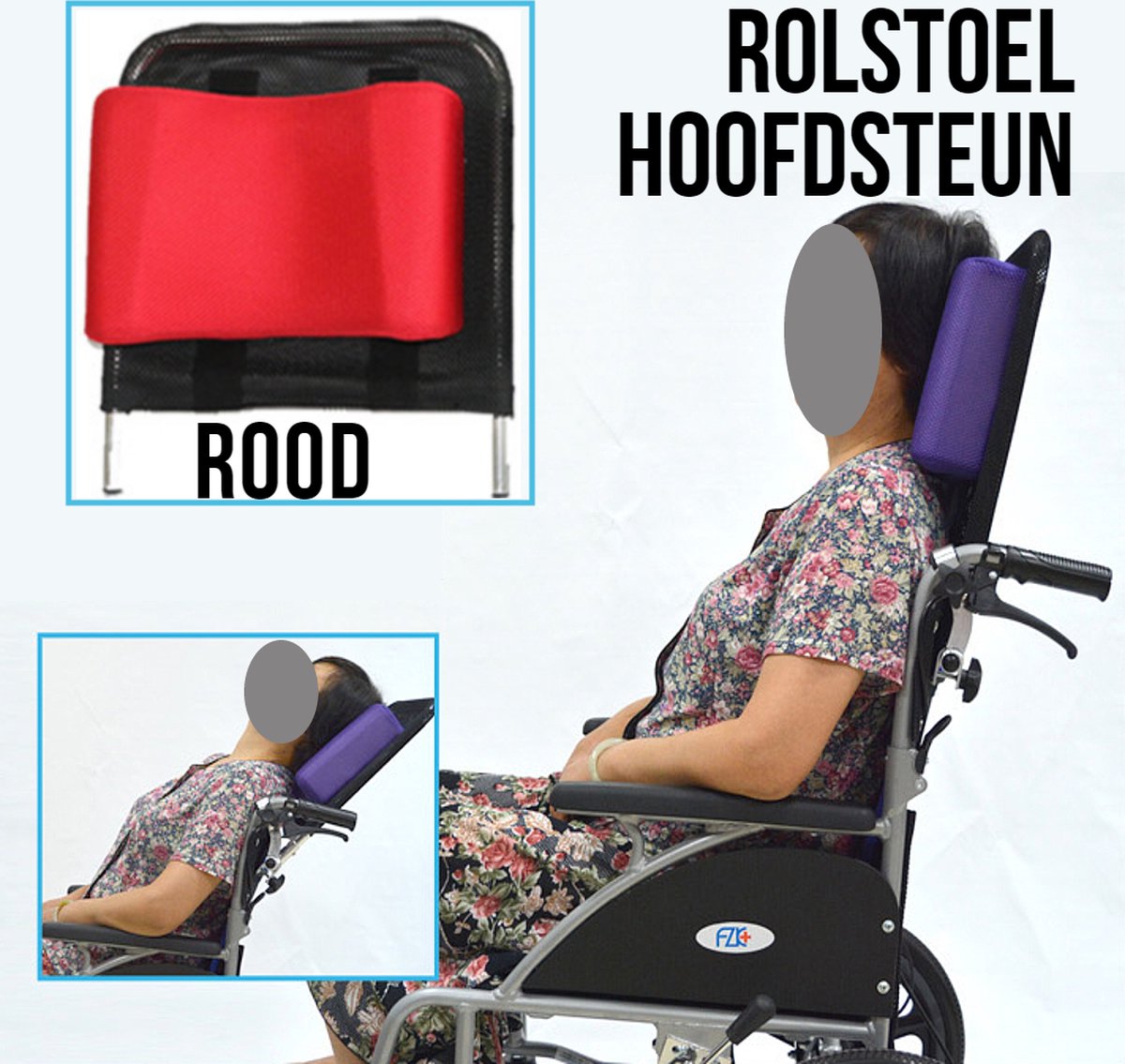 Goedkoopste Allernieuwste® Rolstoel Hoofdsteun Universeel - Opvouwbaar - Kleur Rood