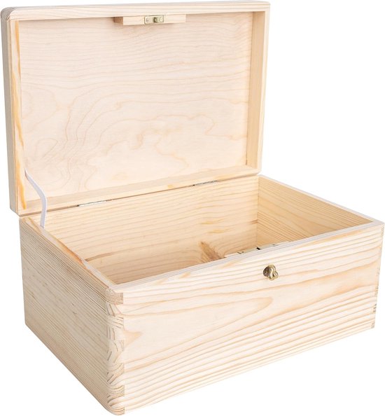 GOMETY Houten Kist Set - 3 Stuks, 20x10x6 Cm, Met Deksel & Sluiting, Voor Opslag & Decoratie