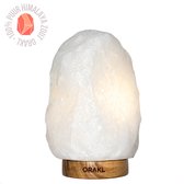 Melvy® - Lampe à Sel de Himalaya Bliss - 2-4 KG - 100% Sel de l'Himalaya - Lampe à Sel Wit - Lampe à Sel de l'Himalaya - Lampe à Sel Veilleuse - Lampes de sel - Pierre de Sel - Incl. Support en bois