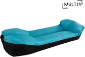 Multis Loungebank Opblaasbaar - Opblaasbare Bank - Luchtbed - Sofa - Opblaasbare Stoel - Opblaasbare Lounge - Luchtzak - Geschikt voor Tuin en Strand - 240x70 cm - Tot 400kg - Lichtblauw/Zwart