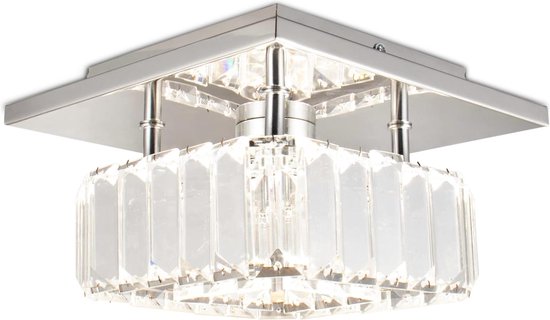 D&B Kristal Plafondlamp - Hanglamp - LED - Kroonluchter - ‎20 x 20 x 12 Cm - Vierkant - Warm - Luxe Verlichting voor Slaapkamer, Gang, en Woonkamer