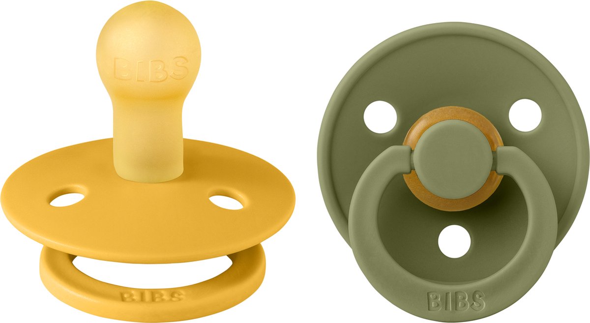 Goedkoopste BiBS - Colour Pacifier - Stage 1 Fopspeen - 0 maanden - 2 stuks - Honey Bee / Olive