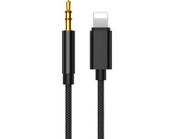ThunderGold Aux Kabel Auto geschikt voor iPhone - Headphone Jack Audio Aux Kabel - 3,5 mm - 1 Meter - Zwart gevlochten