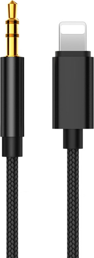 Aux Kabel Auto geschikt voor iPhone - Headphone Jack Audio Aux Kabel - 3,5 mm - 1 Meter - Zwart gevlochten