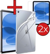 Hoes Geschikt voor iPad 2022 Hoesje Siliconen Case Hoes Back Cover Met 2x Screenprotector - Transparant