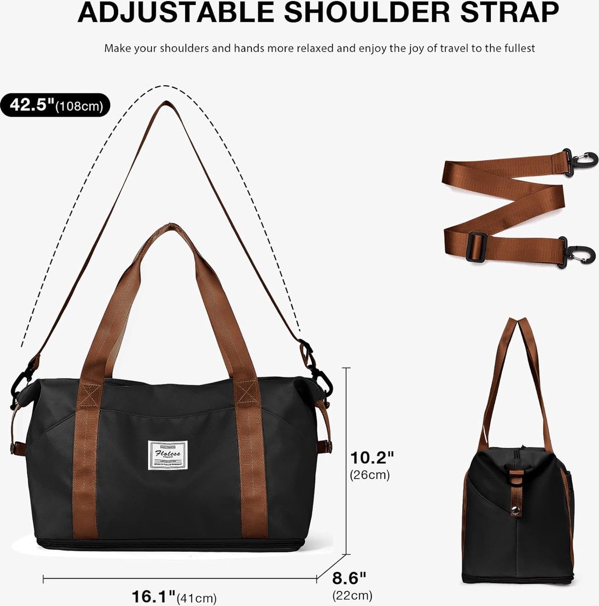 Sac De Voyage Cabine 40x20x25 Cm - Conforme Ryanair - Imperméable, Compartiment Chaussures - Pour Week-End, Sport - 11