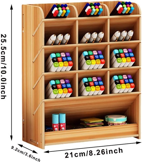 anaan Puzzle Bureau Organizer Houten Pennenhouder Bureauorganizer pennenkoker Telefoonstandaard Bureau Dienblad Thuiskantoor Design Set van 4