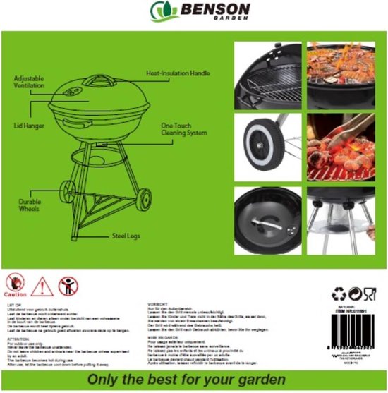 Barbecue Garden Grill Kogelgrill Houtskoolbarbecue bbq - Ø44 cm - Zwart van Merkloos — afbeelding 4