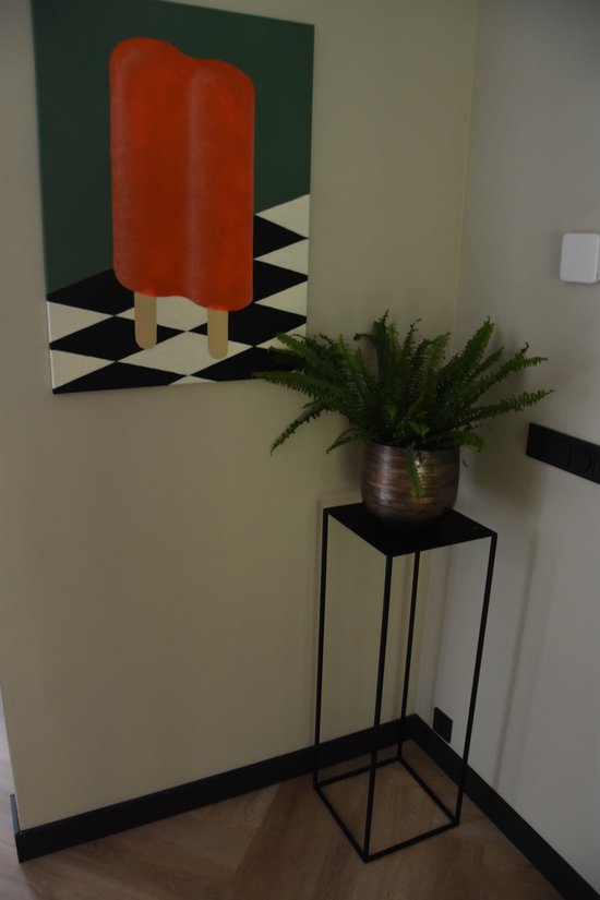 Zuil - 90 cm - metaal plantenzuil - mat zwart - sokkel - plantentafel