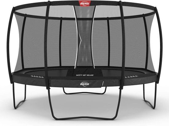 BERG Champion Regular Trampoline - 430 cm - Rond - Airflow Pro Springdoek - TwinSpring - Grijs - incl. Veiligheidsnet deluxe