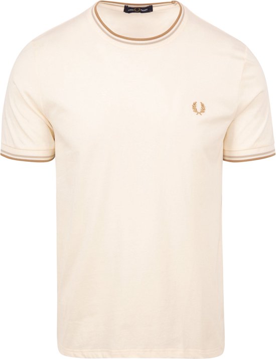 Fred Perry - Twin Tipped T-shirt Off White - Heren - Modern-fit