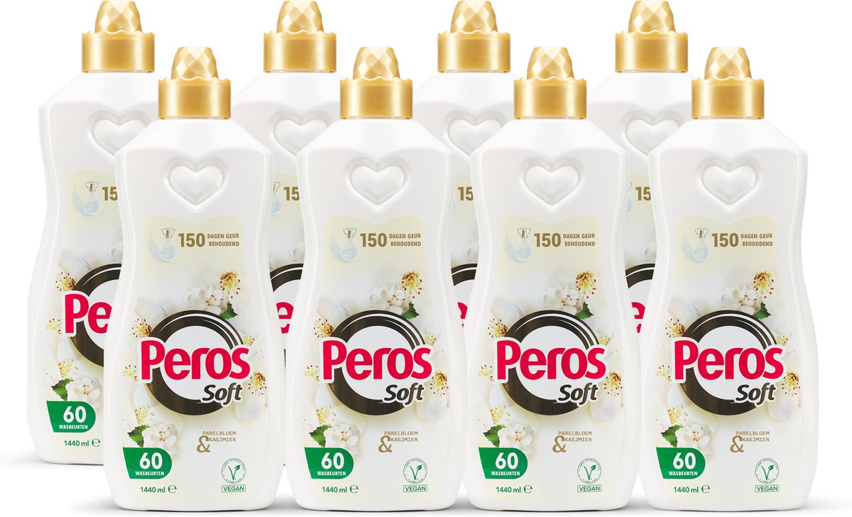 Peros Soft Wasverzachter - Parelbloem&Kasjmier - 8x60 Wasbeurten - Voordeelverpakking
