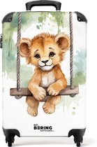 Bol.com NoBoringSuitcases.com® - Kinderkoffer - Kindertrolley jongen en meisje - Leeuw op een schommel in de jungle - Handbagage... aanbieding