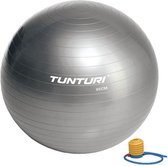 Tunturi Fitness bal - Yoga bal inclusief pomp - Pilates bal - Zwangerschaps bal - 65 cm - Kleur: zilver - Incl. gratis fitness app