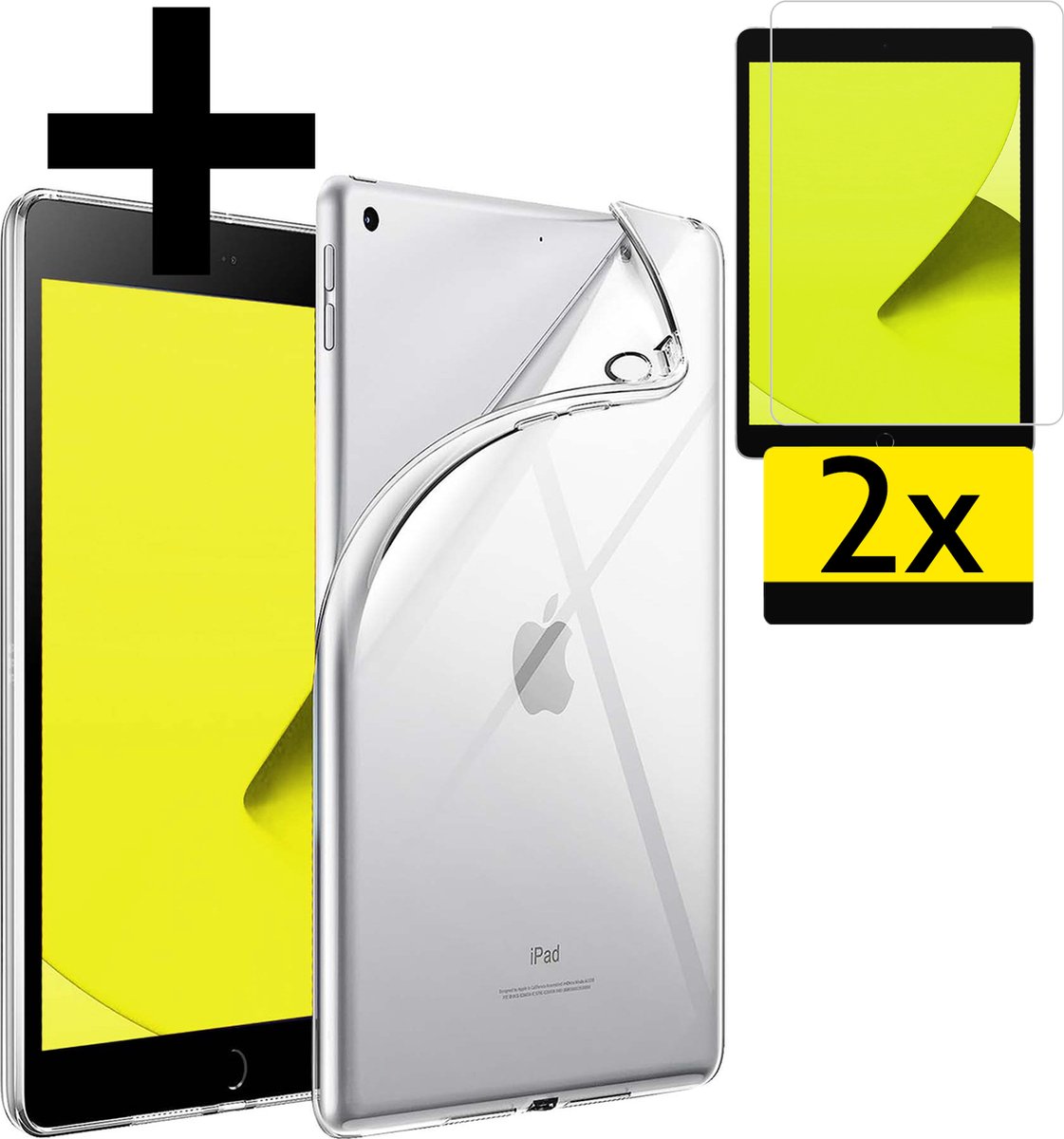 Hoes - Geschikt voor Apple iPad 8 (2020) - 10.2 inch - 8e Generatie - Met 2x Screenprotector - Siliconen Backcover - Shockproof Case - Shockbestendige Back Cover Tablet Hoesje - Transparant