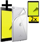 Hoes Geschikt voor iPad 10.2 2020 Hoesje Siliconen Case Hoes Siliconen Back Cover Met 2x Screenprotector - Transparant