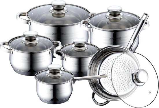 Royalty Line Luxe Pannenset - 12 delig - RVS/INOX