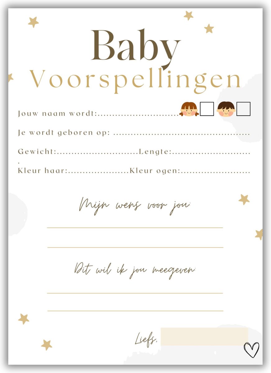 Studio Claire Babyshower invulkaarten - 30 stuks – twinkle little star - A6 formaat