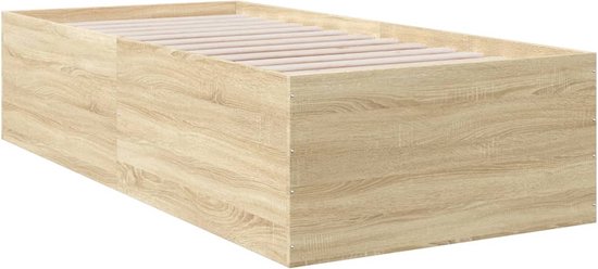 vidaXL - Bedframe - bewerkt - hout - sonoma - eikenkleurig - 90x200 - cm