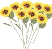 8x Gele zonnebloem kunstbloem 62 cm - Kunstbloemen boeketten