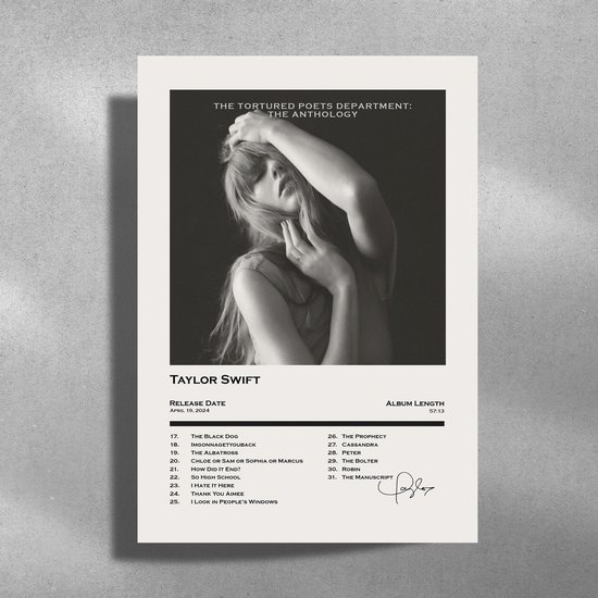 Taylor Swift - Le Département des Poètes Torturés : L'Anthologie - Poster Métal 30x40cm - couverture de l'album