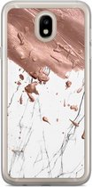 Casimoda® hoesje - Geschikt voor Samsung J7 2017 - Marble Splash - Backcover - Siliconen/TPU - Rosekleurig