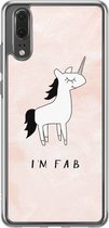 Casimoda® hoesje - Geschikt voor Huawei P20 - I'm Fab - Siliconen/TPU - Soft Case - Roze - Tekst