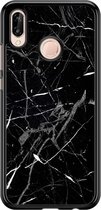 Casimoda® telefoonhoesje - Geschikt voor Huawei P20 Lite (2018) - Marmer Zwart - Zwart TPU hoesje - Backcover - Zwart - Marmer