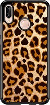 Casimoda® telefoonhoesje - Geschikt voor Huawei P20 Lite (2018) - Luipaard Print - Zwart TPU hoesje - Backcover - Bruin - Luipaardprint