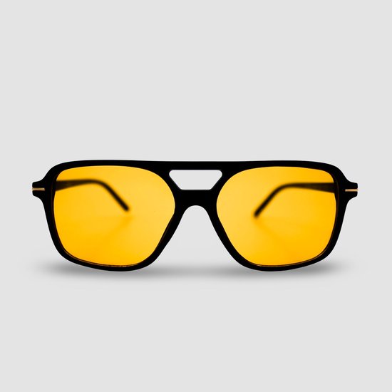 Montuurtjevoorjou - Pulse Yellow - Zonnebril - Zonnebril heren en dames - Rond - Gele Lens