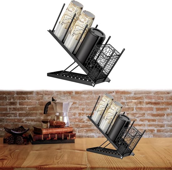 Distributeur De Tasses à Café Réglable En Métal Noir – 4 Niveaux + Boîte Accessoires – Pour Bar, Café, Bureau – Montage Simple