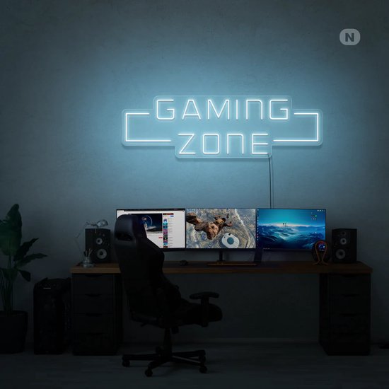 Led Neonbord - Led Neonverlichting - Gaming Zone - Ijsblauw- 50cm * 17cm