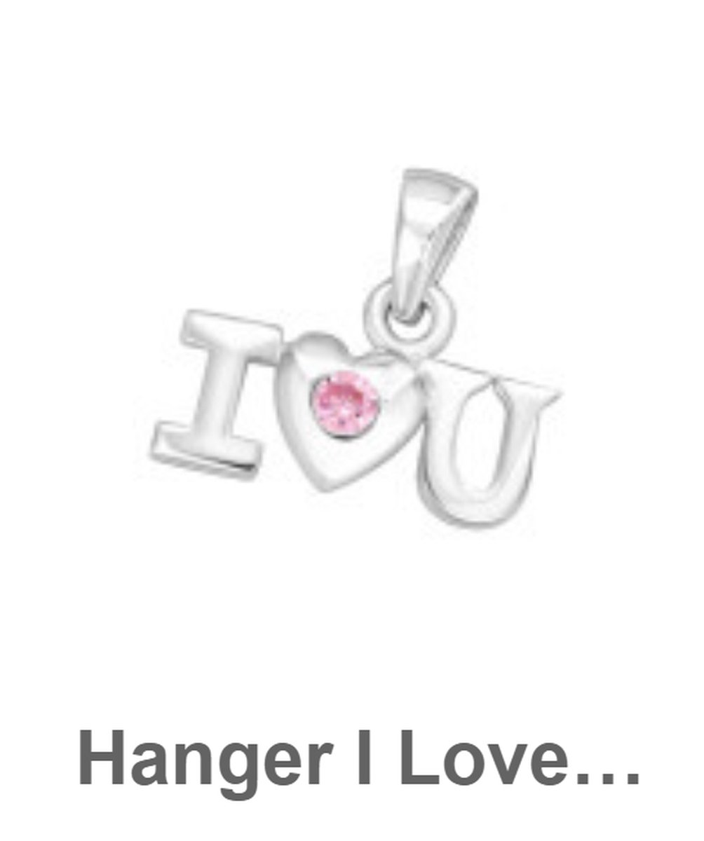 Hanger- ILOVEYOU - Zilver - Bedel
