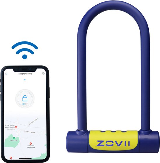 ZOVII ZSC-U2i Smart Lock - U Shape Android App GPS Tracking Control Bluetooth Waterproof 120Db Alarm Anti-theft ebike u Lock bike for Bicycle Motorcycle Scooter Durable Premium Security Lock
