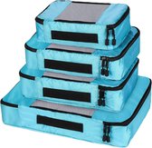 Packing Cubes voor op reis, waterdichte handbagage, waszak, organizer voor schoenenzakken, set van 4 stuks, blauw