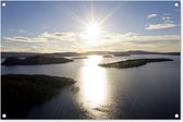 Tuinposters buiten De zon schijnt op het Loch Lomond in Schotland - 90x60 cm - Tuindoek - Buitenposter