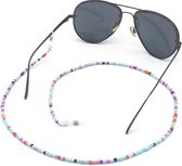 Zonnebril koord- Brillenkoord- Zonnebrilkoord- Gekleurde kraaltjes- Blauw- Zonnebrillen ketting- Glaskralen- Dames-Zomer- Sunglass chain